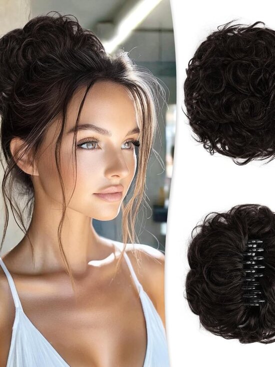 Effortless Chic: Human Hair Messy Bun with Claw Clip